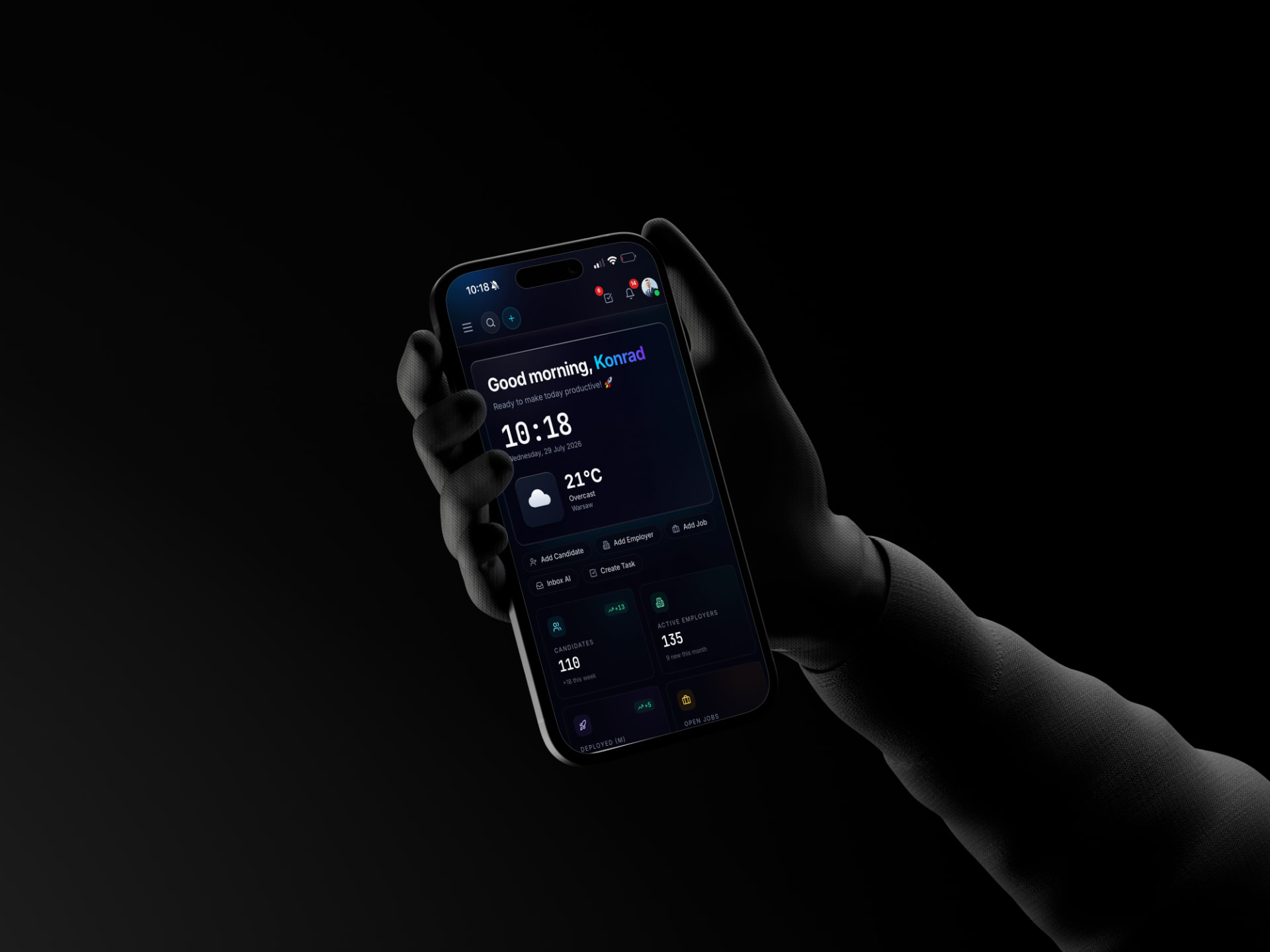 Застосунок Primework для дистанційного керування рекрутингом на екрані смартфона
